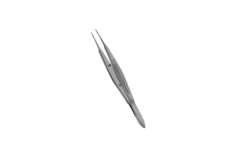 Castroviejo Suturing Forceps, 0.3 mm, 1 × 2 Teeth, with Tying Platform